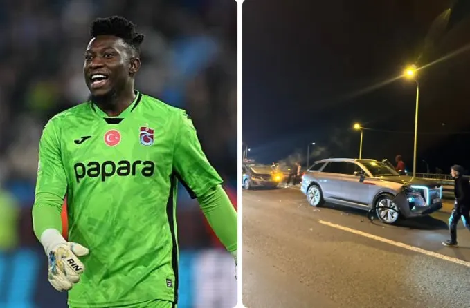 Image accompanying: Trabzonspor goalkeeper Onana escapes injury in car crash in Turkiye