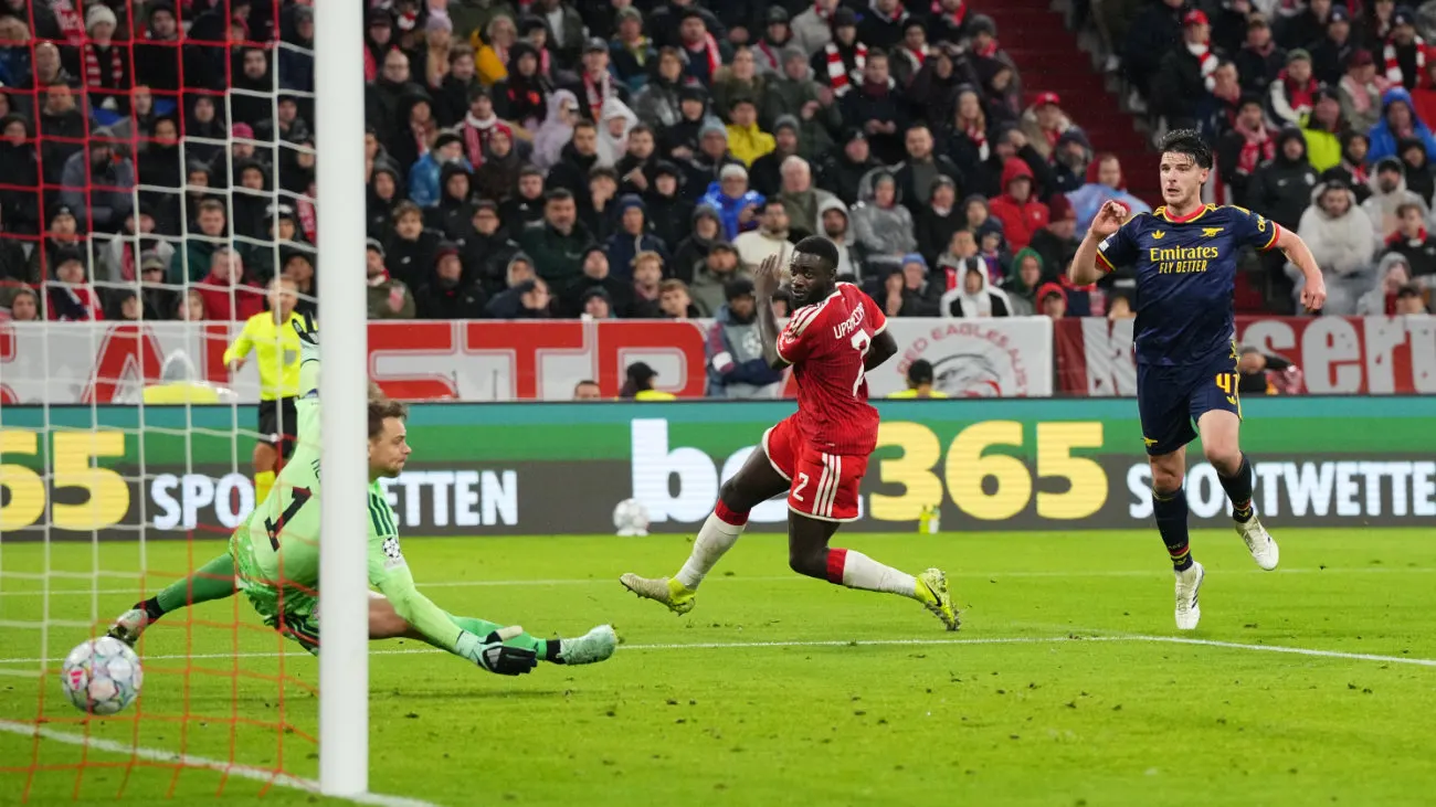 Image accompanying: Rice rescues Arsenal at Bayern as Real Madrid hit four