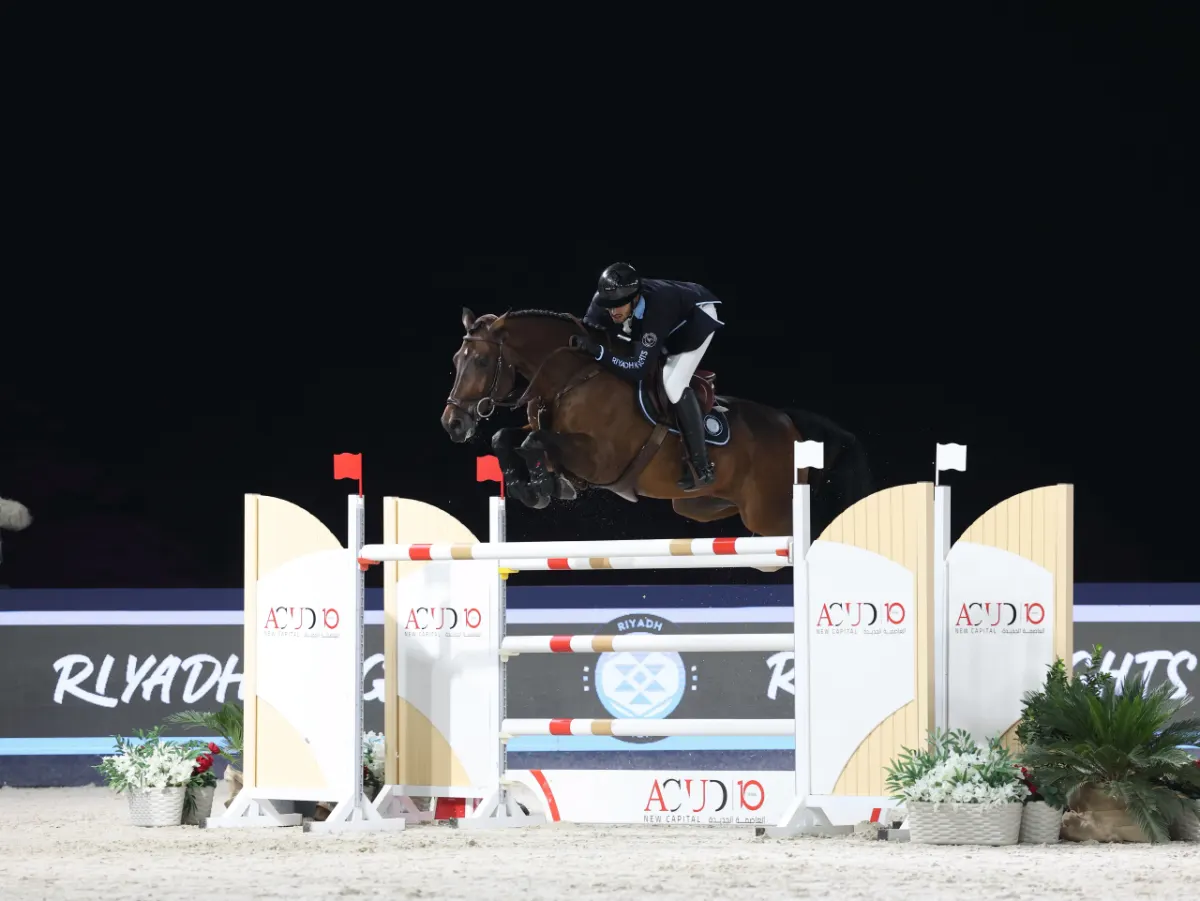 Image accompanying: Saudi showjumper Abdulrahman Al-Rajhi is living the dream in front of the pyramids of Giza