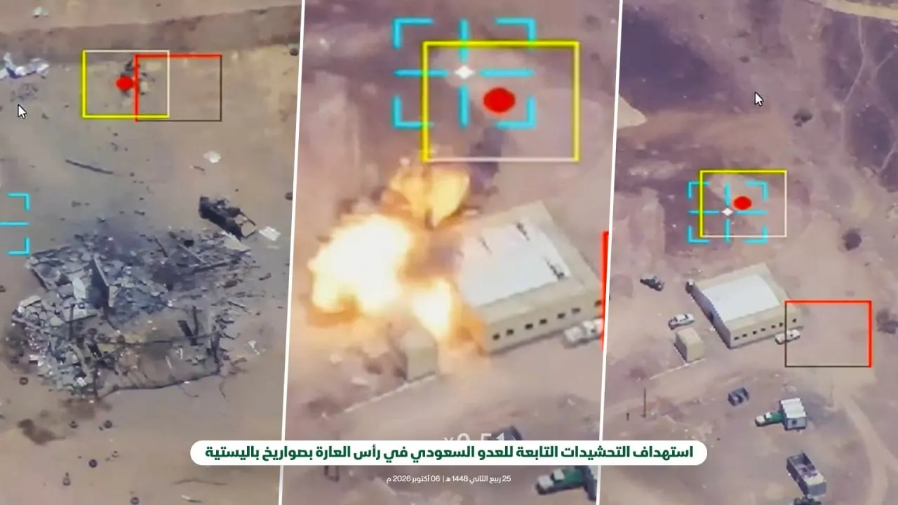 صورة مرافقة للخبر: الإعلام الحربي يبث مشاهد نوعية لاستهداف تحشيدات العدو السعودي في رأس العارة بصواريخ باليستية